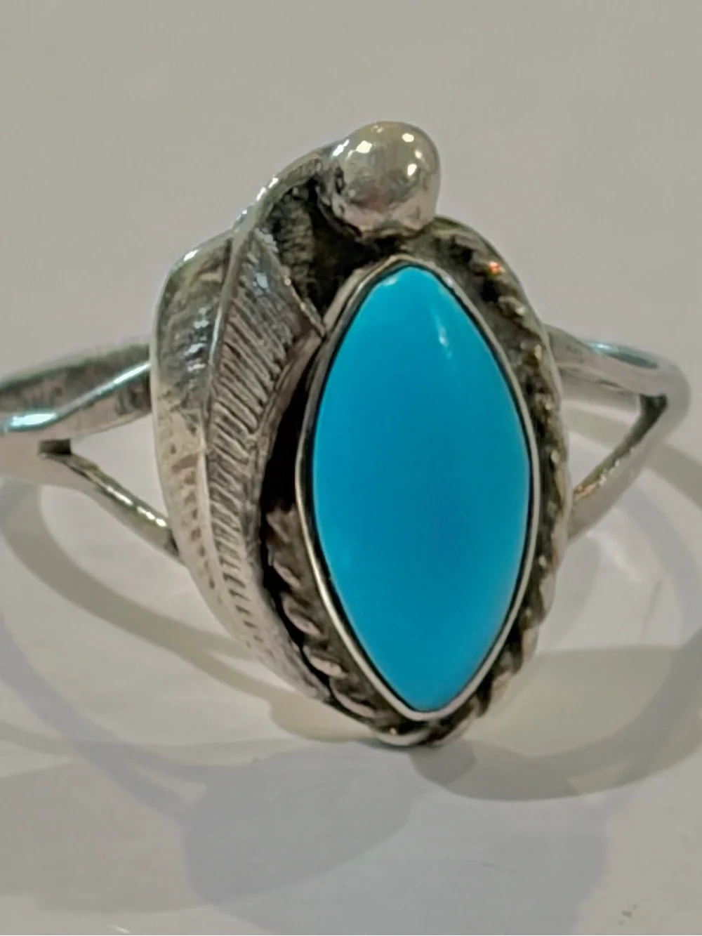 Vintage Running Bear Sterling Silver Sleeping Beauty Turquoise Ring 1.9g Sz 5.5